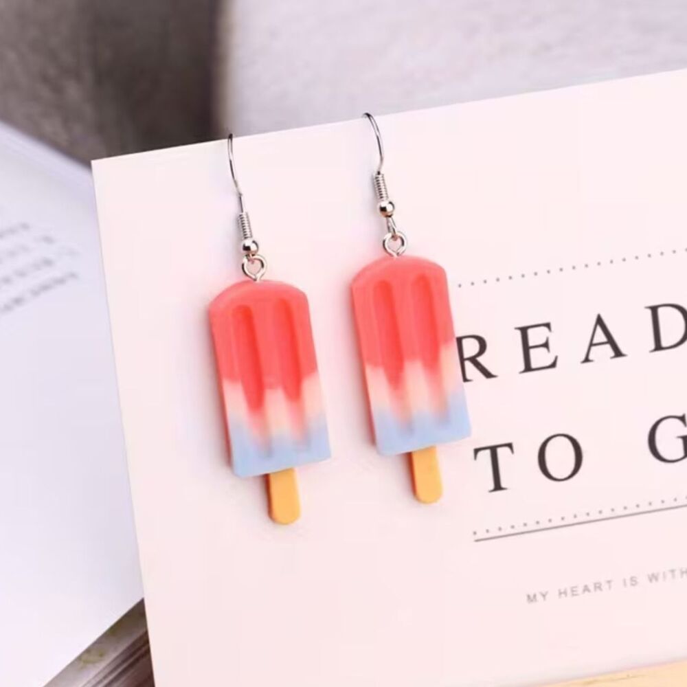 Novelty Ice Cream Drop Earrings Popcycle Lightwt Fun Dangle Pendant Summer Charm